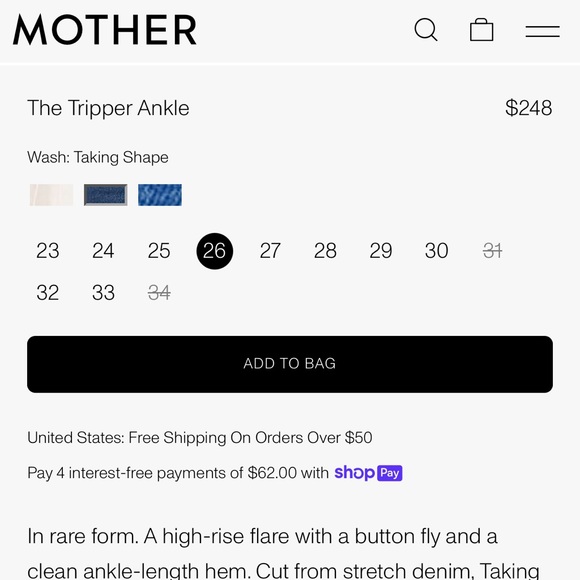 Mother Tripper Ankle in Taking Shape size 26 - Picture 5 of 5
